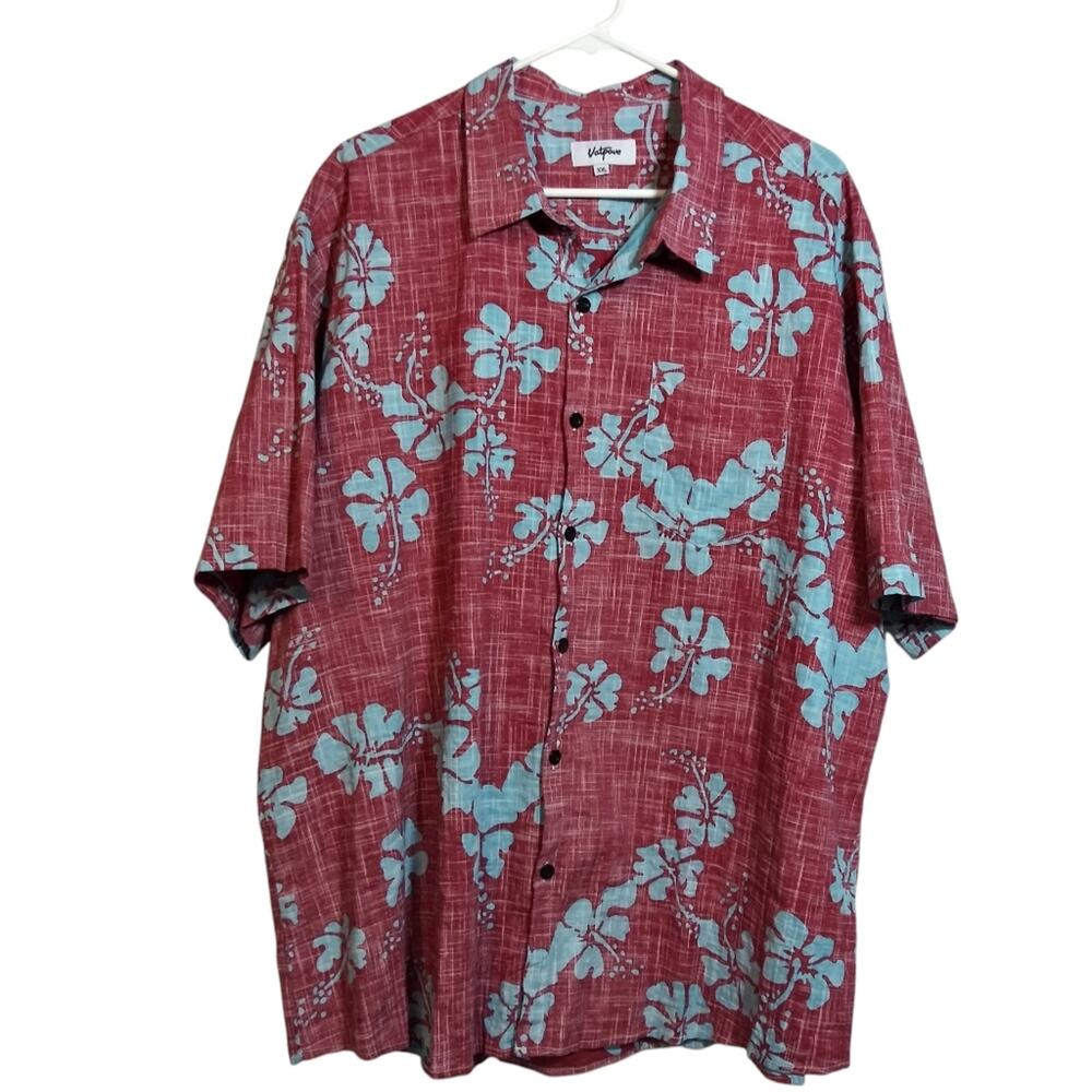 VATPAVE  Front Pocket Hawaiian Shirt Casual Floral Short Sleeve Tropic Size XXL